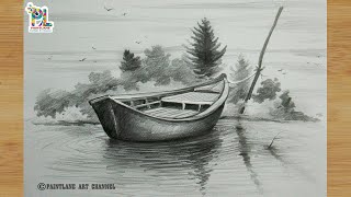 How to draw pencil sketch and shading old wooden boat step by step pencil art