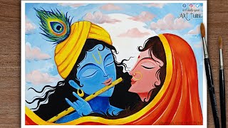 Radha Krishna Painting | Draw Radhe Krishn using Poster Color | JANMASHTAMI Special ABSTRACT ART