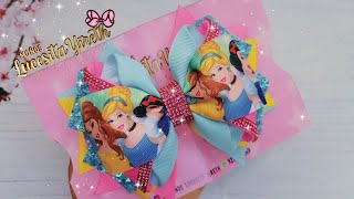 Moño Cristina /listón de 5 CM/moño princesas mediano para niñas#hairbows #facildehacer