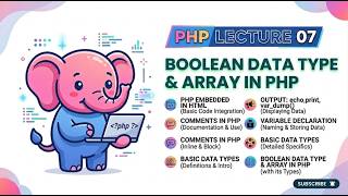 PHP || LECTURE -07 || BOOLEAN & ARRAY DATA TYPES IN PHP || #joait26001 #phptutorials #hprca #ssc