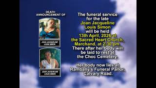 Joan Jacqueline Louis Simon ~ Short Obituary