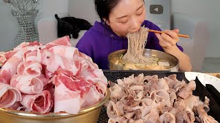 🧊살얼음 물냉면 대패삼겹살2kg 차뜨차뜨 먹방:)  I'll try 2kg of cold noodles and pork belly meat🤤👍🏻