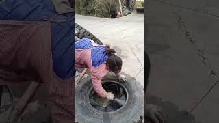 Truck Puncture Tire \u0026 Inner Tube Replacement!