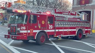 Boston Ladder 26 and Engine 37 responding to Streetbox Activation