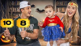 Husband Rates Mommy \u0026 Daughter Matching Halloween Outfits