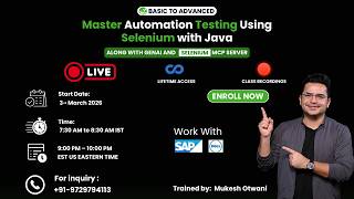 Live Training - Automation Testing Using Selenium With Java With GenAI From 3rd March 2026