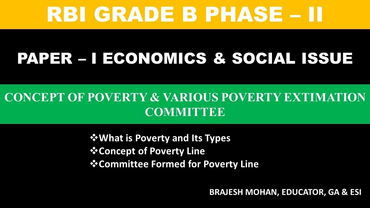 Economics And Social Issue For RBI Grade B - Poverty Concepts, Poverty ...