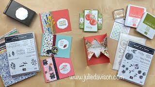 Stampin' Up! Sweet as a Peach Designer Paper Explosion Card + Little Delights Window Cards