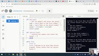 Menu Drive Program with Functions