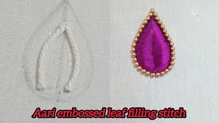 class _31/Aari embossed leaf filling stitch tutorial for beginners #viralvideo  @Radha_aari