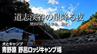 【犬とキャンプ】DIY中のキャンピングカーで夫婦で車中泊キャンプ／道志川沿い「青野原 野呂ロッジキャンプ場」／神奈川県相模原市