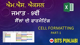 Cell Formatting in MS Excel (Part-1) - ਐਮ.ਐਸ. ਐਕਸਲ ਵਿੱਚ ਸੈੱਲਾਂ ਦੀ ਫਾਰਮੈਟਿੰਗ (ਭਾਗ-1)- by Bits Punjabi