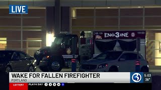 Wake for fallen firefighter in Portland