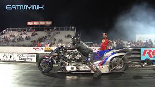 HUGE NITRO FLAME from Jay Turner's blown Top Fuel Harley