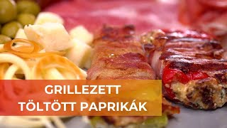 Baconba tekert sült paprika