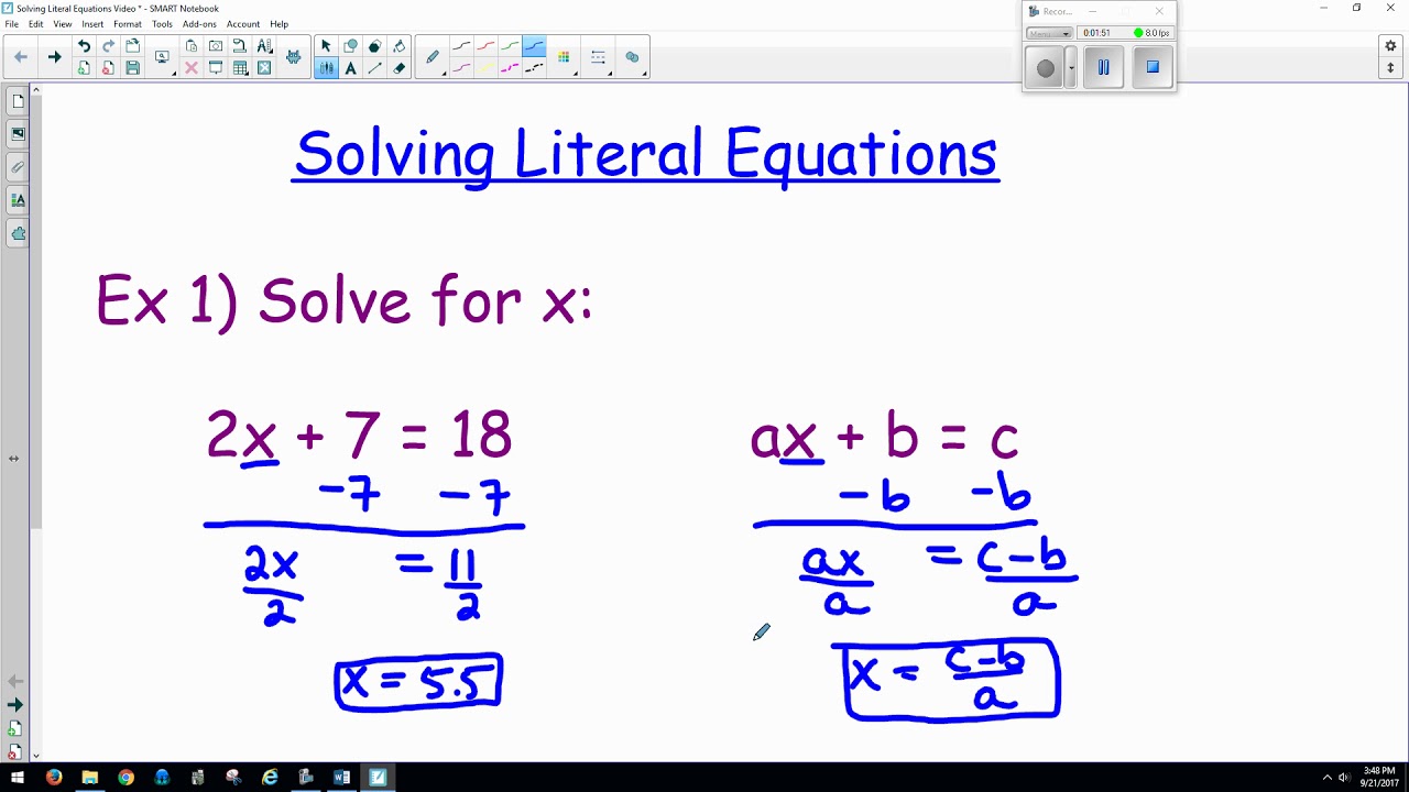 Literal Equations How To Solve