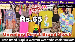 @Rs.65 Brand Surplus Western Dress, Coord Set, Top, Printed Tshirt, Party Wear Wholesaler in Kolkata