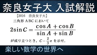 ＃281　2016奈良女子大入試解説　数Ⅱ　三角関数【数検1級/準1級/中学数学/高校数学/数学教育】JJMO JMO IMO  Math Olympiad Problems