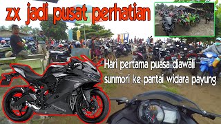 sunmori ke pantai widara payung pakai zx25r 🔥// auto pusat perhatian..!