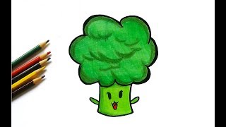How to draw a cute Broccoli for kids easy drawing tutorial