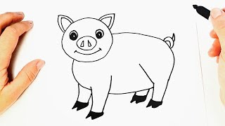 Cómo dibujar un Cerdo paso a paso y fácil