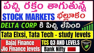 పాతాళం వైపు పరుగెడుతున్న Stock Markets,Tata Tech,Tata elxsi,TCS,JIO finance,NIFTY,BANK NIFTY.