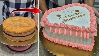 HOW TO TRANSFORM A ROUND CAKE INTO A HEART CAKE 😱 LEARN THIS TECHNIQUE THE EASY WAY