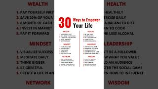 30 Ways To Empower Your Life #financialfreedom #mindset #wealthy #goals #millionaire #books