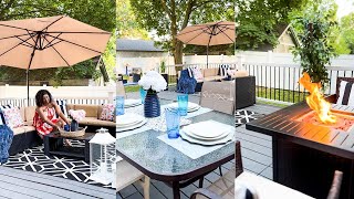 OUTDOOR PATIO & BACKYARD MAKEOVER ON A BUDGET : SETUP AND DECORATE WITH ME | OMABELLETV