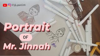 how to sketch Mr.Jinnah | portrait | full tutorial | quaid day | anniversary | ‎@hkpassion4119 