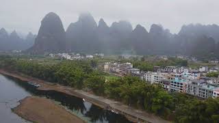 广西桂林阳朔兴坪漓江清晨风光DJI空拍 Li river‘s morning ，Yangsuo，Guilin，china