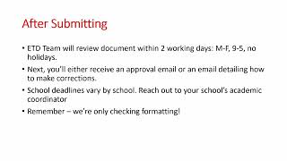 ETD Tutorial 6 Review Process
