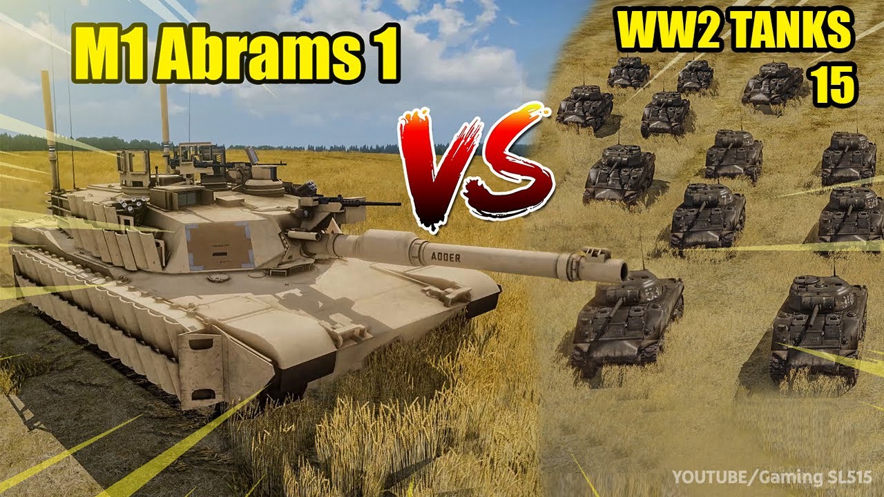 One M1 Abrams Vs 15 Ww2 M4 Sherman Tanks Battle Modern Tank Vs Ww2