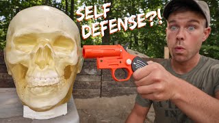 FLARE GUN vs HUMAN HEAD... Could It SAVE Your LIFE???