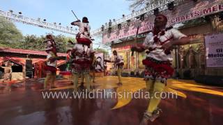 Indian folk dancers perform Paika dance