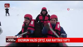 Kardelen TV | ERZURUM VALİSİ ÇİFTÇİ, KAR RAFTİNGİ YAPTI