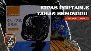 KIPAS CAMPING TAHAN SEMINGGU | KIPAS BATTERY 20,000 MAH | OPOLAR CLIP ON BATTERY FAN MODEL F3910