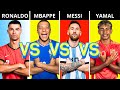 Comparison: Cristiano Ronaldo Versus Lionel Messi Versus Kylian Mbappé Versus Lamine Yamal