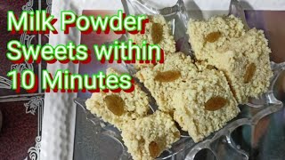 பத்தே நிமிஷத்தில பால் பவுடரை வைத்து ஸ்வீட்| How to Make milk Powder Sweet Recipe in Tamil |Milk Cake