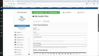 Uploading audio file sto your Smartfind Online page