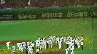 2014年10月20日　稲葉選手の最終打席～胴上げ（秋山監督、稲葉選手、金子選手）