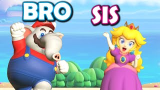Playing 2-Player Super Mario Bros Wonder *BRO AND SIS* [Fluff-Puff Peaks]