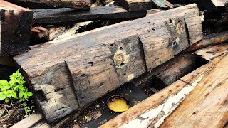 Building Difficult Rustic Gates From Re-using Old Wood // Woodworking Restore Railway Sleeper Wood