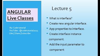 Lec 5 Interfaces and @Input | angular tutorial | angular live classes #angulartutorial #programming