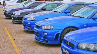 R34 GT-R SKYLINES AS FAR AS THE EYE CAN SEE