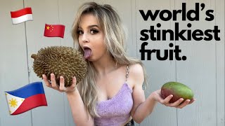 First Time Eating DURIAN + More Fruits