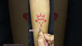 How to make lion tattoo 🦁🦁in red colour on hand #shorts #tattoo #art #viral #tattoo #viralvideo