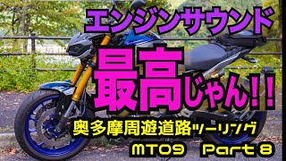 【モトブログ】MT09のエンジンサウンド、最高！！   奥多摩周遊道路ツーリング Part8 もんきちChannel 【motovlog】【MT09】