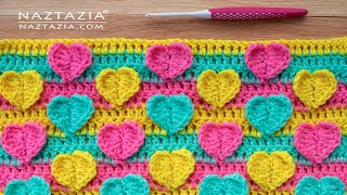 CROCHET 3D HEART ST - Stitch Pattern of Hearts for Blanket, Scarf, and More