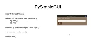 1.0 Introduction to PySimpleGUI